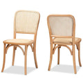 Zestaw 2 krzeseł do jadalni Neah w stylu Mid-Century Modern z plecionego rattanu i drewna