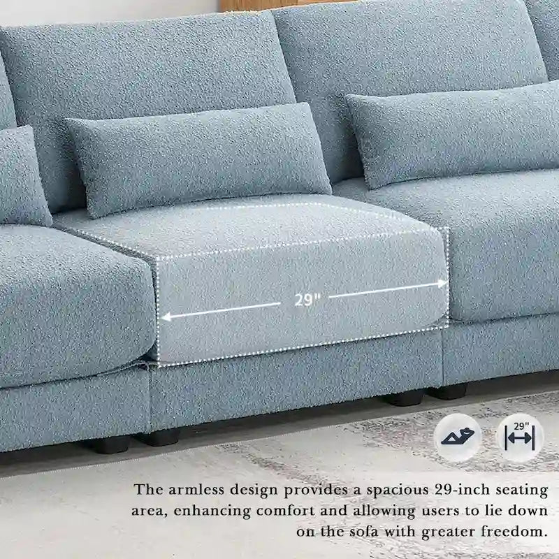 Duża narożna sofa z głębokim siedziskiem i odwracalną narożną sekcją, rozkładana sofa w kształcie litery L, niebieska