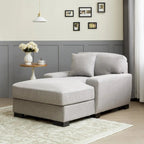 Nowoczesna sofa z funkcją spania typu chaise longue w stylu mid-century, o powiększonych wymiarach, z poduszką