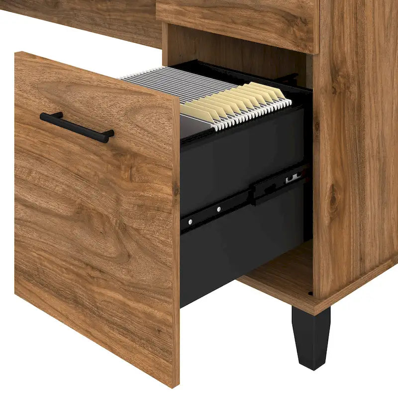Biurko w kształcie litery L Somerset 60 cali z nadstawką do przechowywania od Bush Furniture