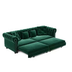 Rozkładana sofa 3 w 1 Whisen Velvet typu king-size z ruchomym podnóżkiem i pikowanym wzorem