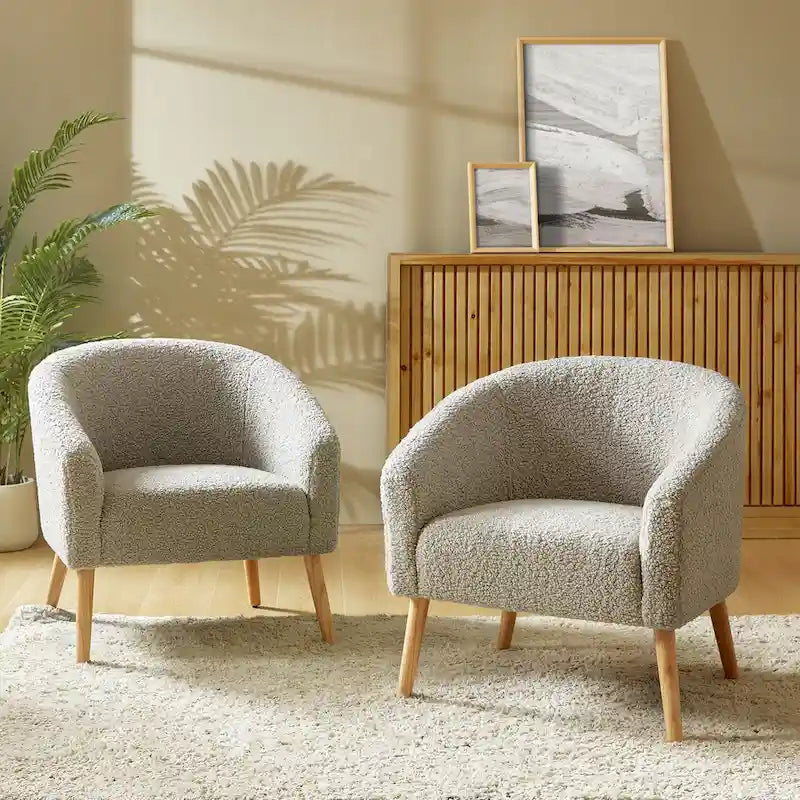 Zestaw 2 foteli Sheila Modern 30 W Boucle z nogami z litego drewna od HULALA HOME