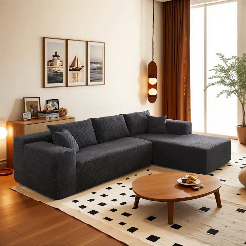 HOOOWOOO Nowoczesna narożna sofa modułowa w stylu minimalistycznym, wykonana z sztruksu, do salonu