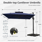 MAISON ARTS 12-stopniowy automatyczny hydrauliczny parasol wspornikowy, aluminiowy słup, obrót o 360 stopni