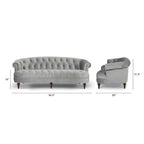 Sofa Chesterfield La Rosa 84 w stylu Mid-Century Modern, tapicerowana aksamitem i przeszywana głęboko