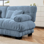 Narożna sofa dwuosobowa typu szezlong, szezlong szezlongowy z szenili z poduszkami lędźwiowymi