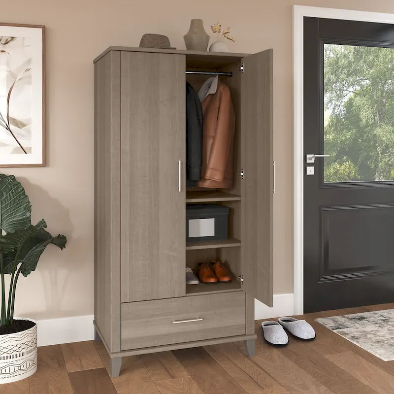 Wysoka szafka do przedpokoju Somerset z drzwiczkami i szufladą marki Bush Furniture