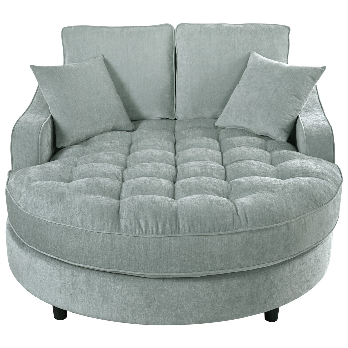 Sofa rozkładana typu chaise longue z chenille, tapicerowana sofa z pikowanym oparciem i 2 zdejmowanymi poduszkami do salonu