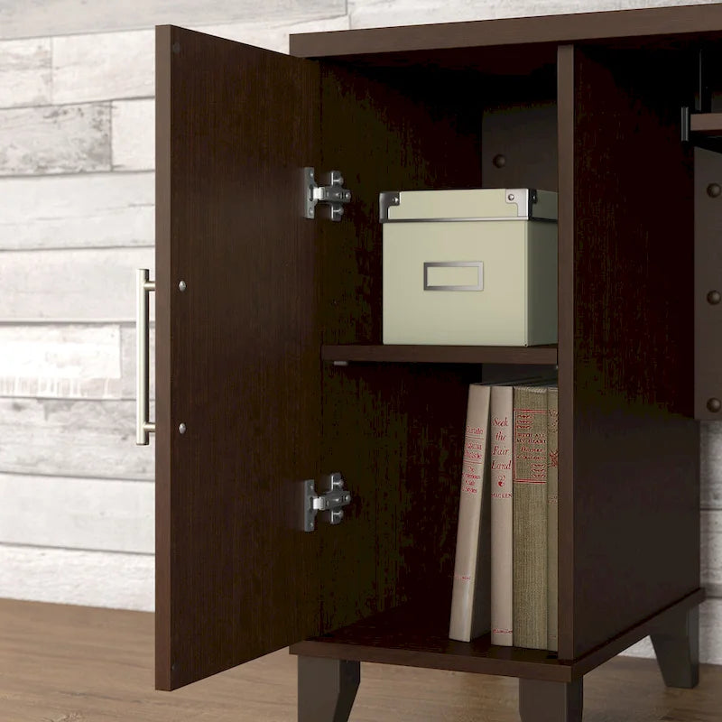 Biurko w kształcie litery L Somerset 60 cali z nadstawką do przechowywania od Bush Furniture