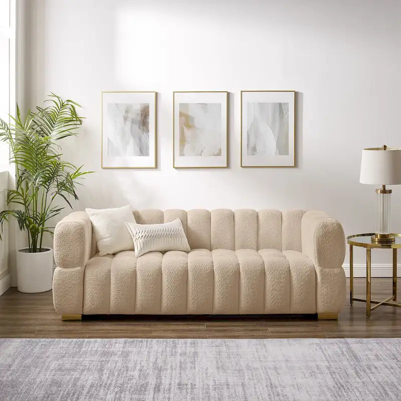 85 Nowoczesna sofa z tkaniny o strukturze wafla, wygodna kanapa wypoczynkowa