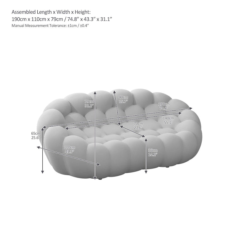 Dwuosobowa sofa typu bubble, zakrzywiona, o strukturze plastra miodu, z tkaniny 3D, do salonu, pokoju dziennego, mieszkania