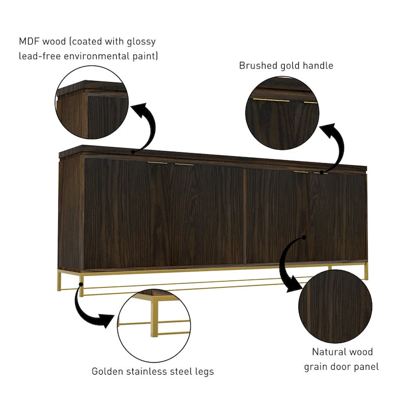 Drewniana 4-drzwiowa szafka ozdobna Clihome Furniture