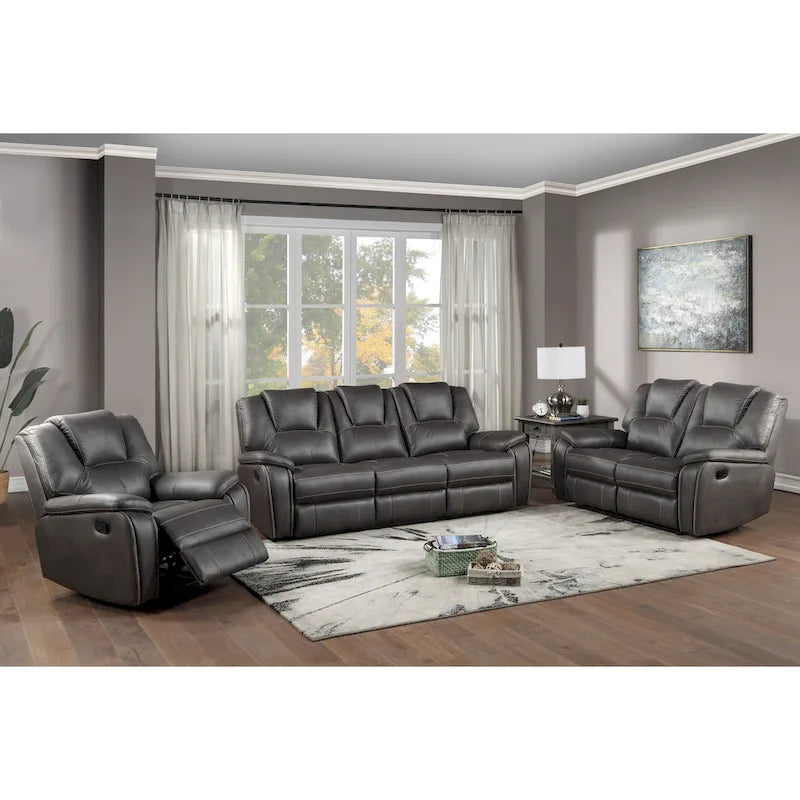 Dwuosobowa sofa rozkładana ręcznie Steve Silver Kameryn ze skóry ekologicznej