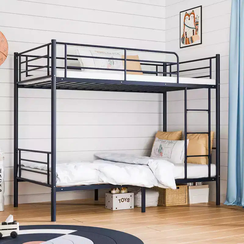 Rama stalowej łóżki piętrowej Karl Home Twin Over Twin z drabinką do sypialni i pokoju akademickiego dla dzieci, dorosłych i młodzieży