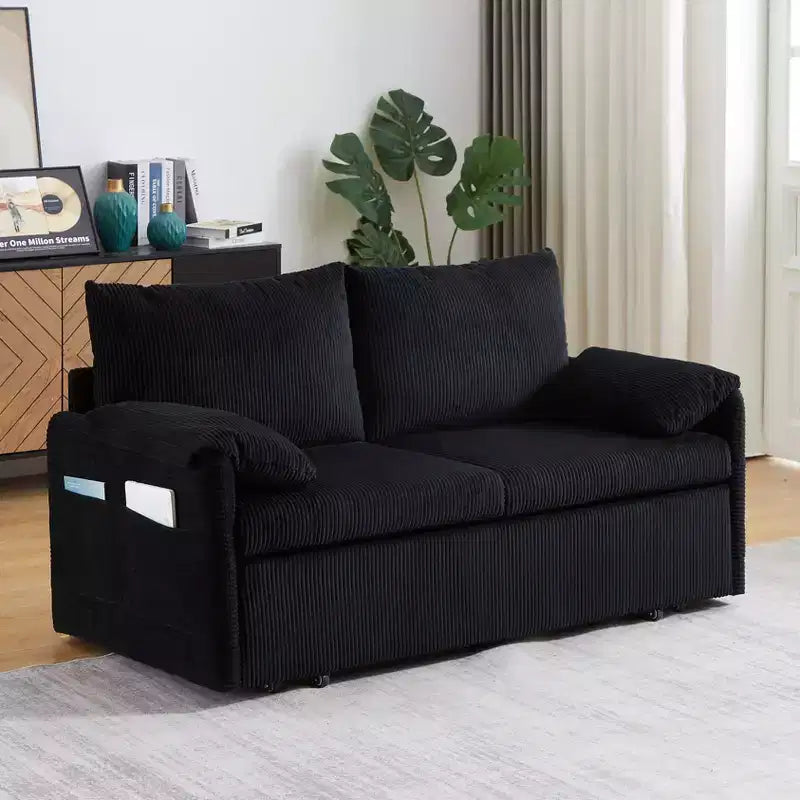 64,5-calowa rozkładana sofa 3 w 1 z sztruksu z funkcją spania