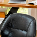 Glitzhome Skórzane Krzesło Biurowe Regulowane Obrotowe z Podłokietnikami Ergonomiczny Design