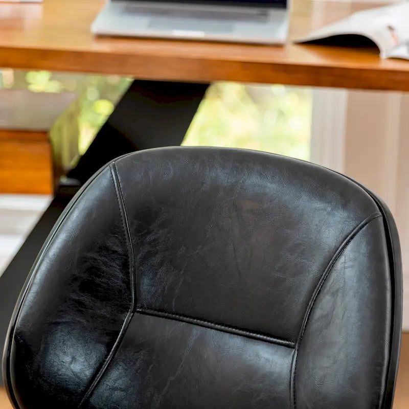 Glitzhome Skórzane Krzesło Biurowe Regulowane Obrotowe z Podłokietnikami Ergonomiczny Design