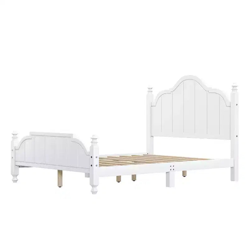 Rama łóżka platformowego Queen w stylu vintage – lite drewno sosnowe, zagłówek z płyty MDF, nie wymaga stelaża