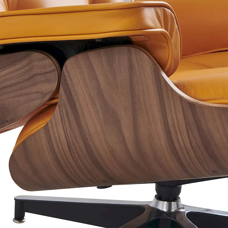 Skórzany fotel wypoczynkowy typu lounge w stylu Mid-Century Modern z funkcją rozkładania