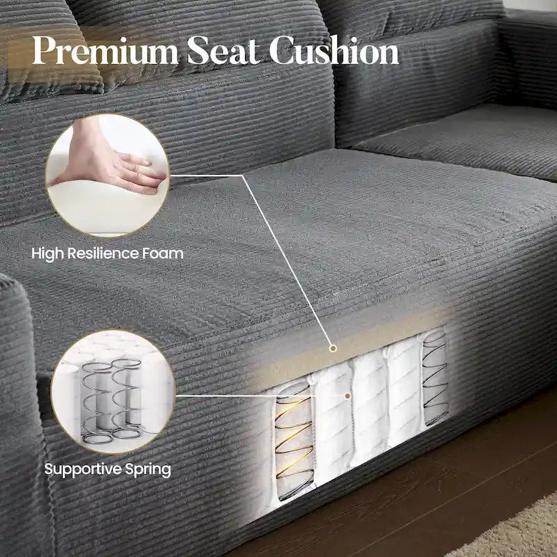 HOOOWOOO Nowoczesna narożna sofa modułowa w stylu minimalistycznym, wykonana z sztruksu, do salonu