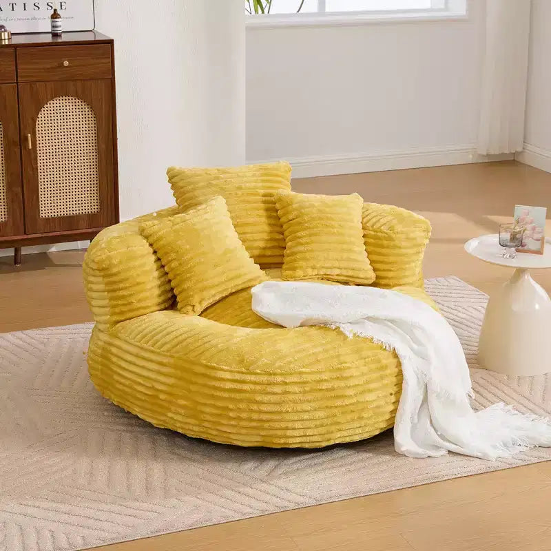 Sofa typu pufa dla dorosłych i dzieci, ponadwymiarowy sztruksowy fotel typu pufa z 3 poduszkami i podłokietnikiem do salonu, sypialni - ModernLuxe