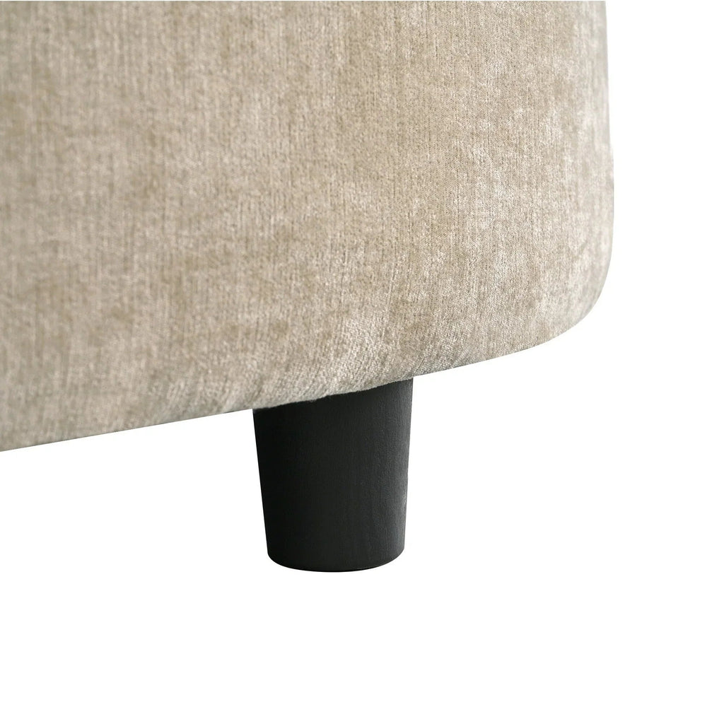 Sofa rozkładana typu chaise longue z chenille, tapicerowana sofa z pikowanym oparciem i 2 zdejmowanymi poduszkami do salonu