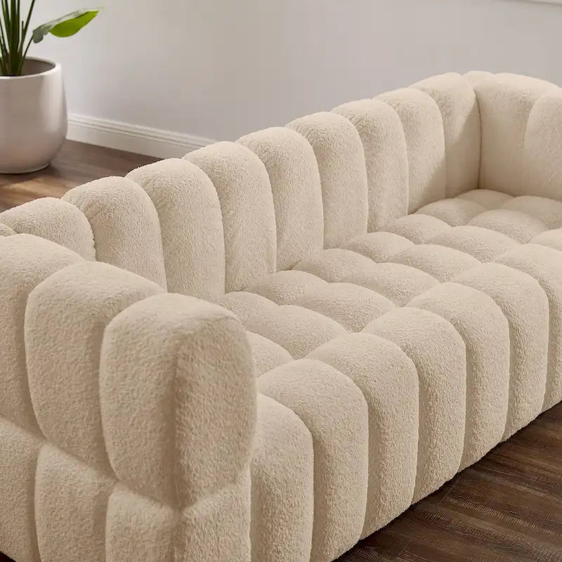 85 Nowoczesna sofa z tkaniny o strukturze wafla, wygodna kanapa wypoczynkowa