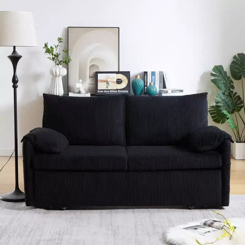 64,5-calowa rozkładana sofa 3 w 1 z sztruksu z funkcją spania
