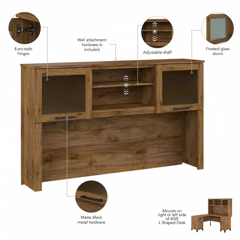 Biurko w kształcie litery L Somerset 60 cali z nadstawką do przechowywania od Bush Furniture