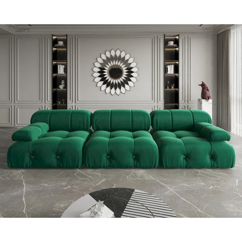 Modułowa sofa 3-osobowa z aksamitu z możliwością zmiany układu
