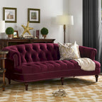 Sofa Chesterfield La Rosa 84 w stylu Mid-Century Modern, tapicerowana aksamitem i przeszywana głęboko