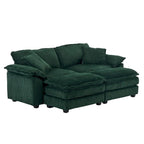 Nowoczesna 2-osobowa sofa sztruksowa z 4 poduszkami i 2 pufami