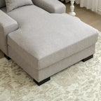 Nowoczesna sofa z funkcją spania typu chaise longue w stylu mid-century, o powiększonych wymiarach, z poduszką