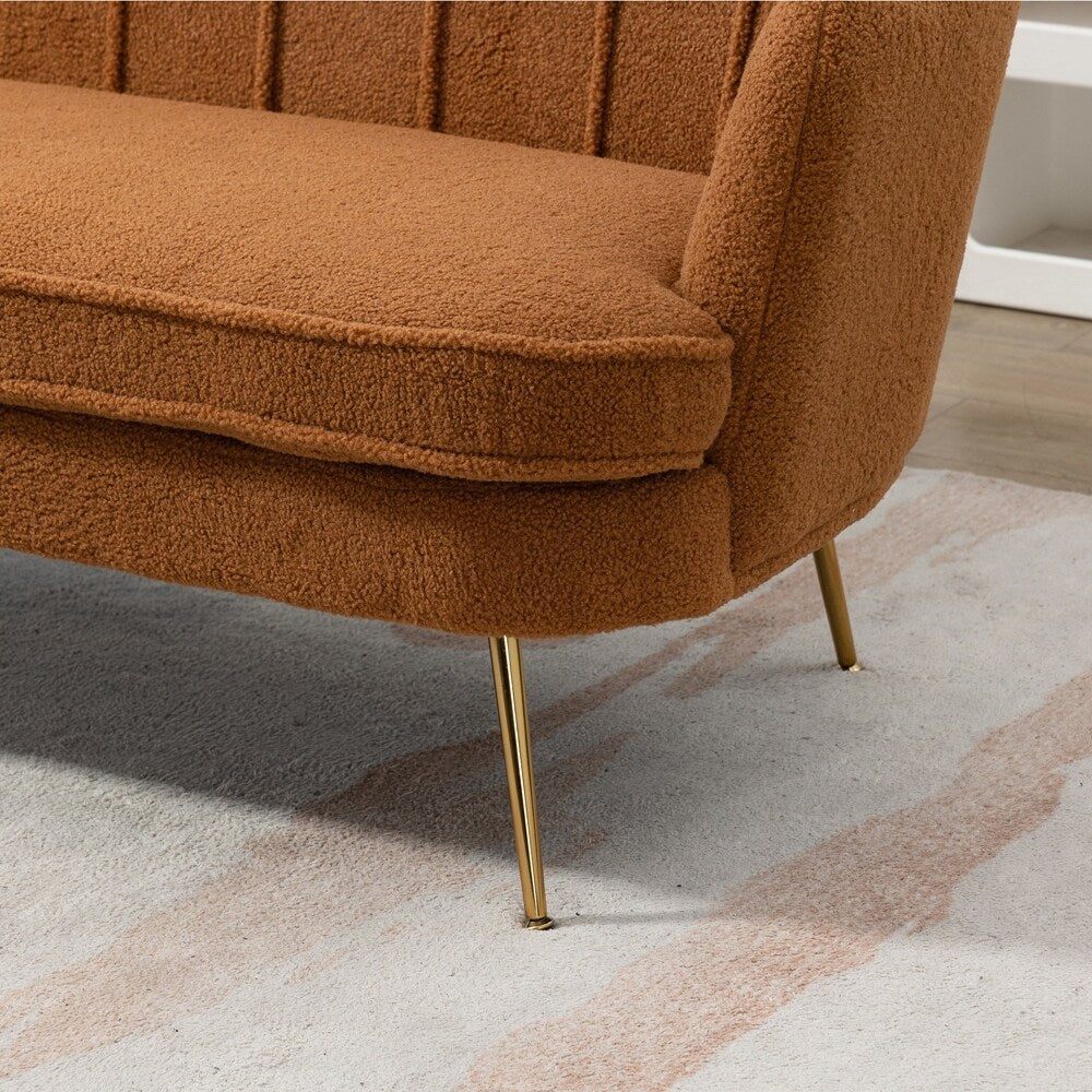 Mała dwuosobowa sofa do pokoju ze złotymi metalowymi nogami - 2 miejsca
