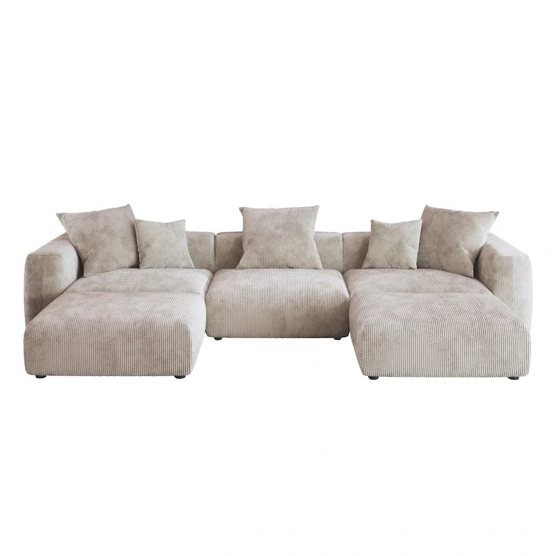 141.73 Modułowa sofa narożna, sofa z prążyniny w kształcie litery U z pufami