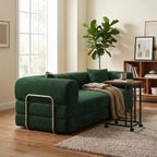 FurnitureR Rozkładana sofa z zestawem stolika bocznego na kółkach, Nowoczesna sofa sztruksowa z ruchomym stolikiem na przekąski do salonu, mieszkania, małej przestrzeni