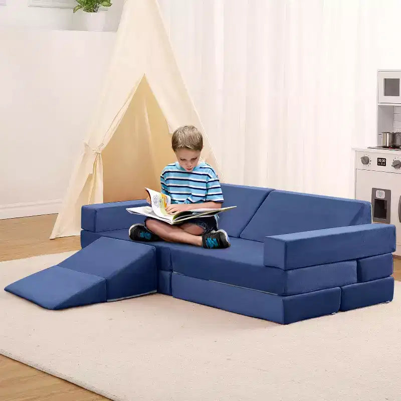 Wspinaczka na poduszce, 12-częściowa modułowa sofa do zabawy z kwadratową basenikiem z piłeczkami i zjeżdżalnią, zestaw poduszkowy do zabawy
