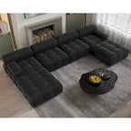 138 Modułowa sofa narożna z funkcją spania, minimalistyczna sofa w kształcie litery U wykonana z weluru
