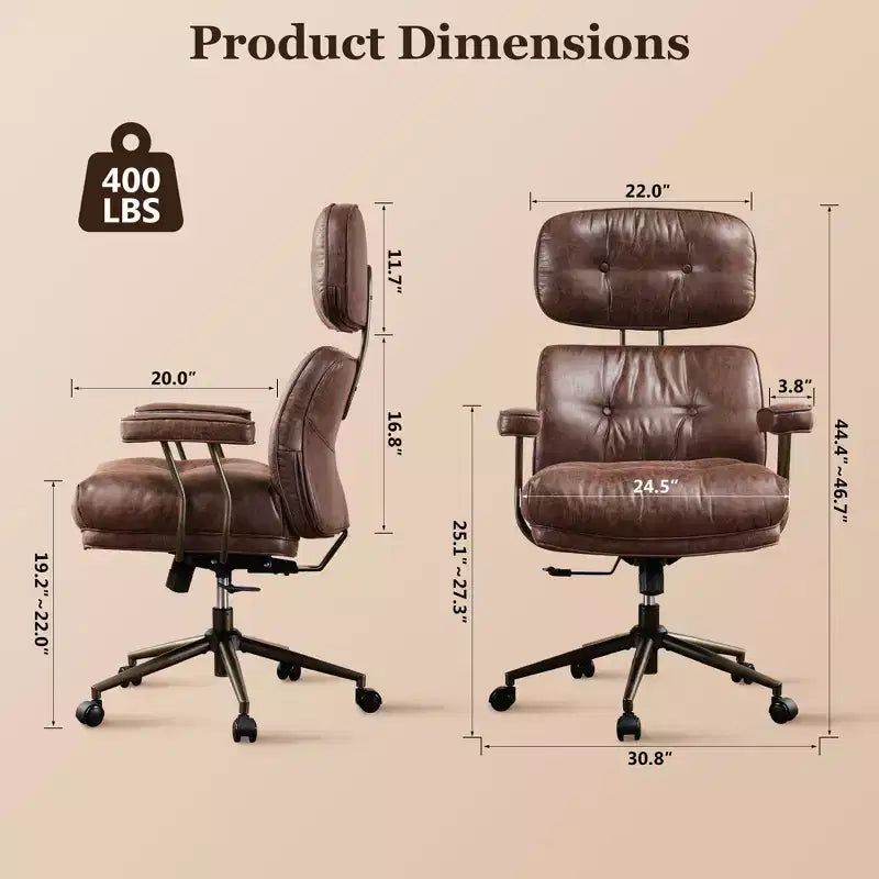 HOMLUX Wysokie krzesło biurowe z funkcją odchylania, ergonomiczne krzesło biurkowe z wygodnym podparciem lędźwi i karku