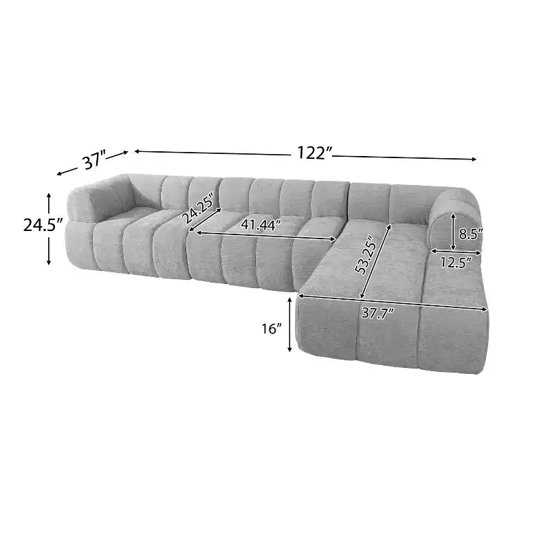 Sofa modułowa w kształcie litery L Christopher Knight Home Keri 122 w stylu nowoczesnym, z pianki o wysokiej gęstości, z niskim oparciem
