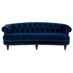 Sofa Chesterfield La Rosa 84 w stylu Mid-Century Modern, tapicerowana aksamitem i przeszywana głęboko