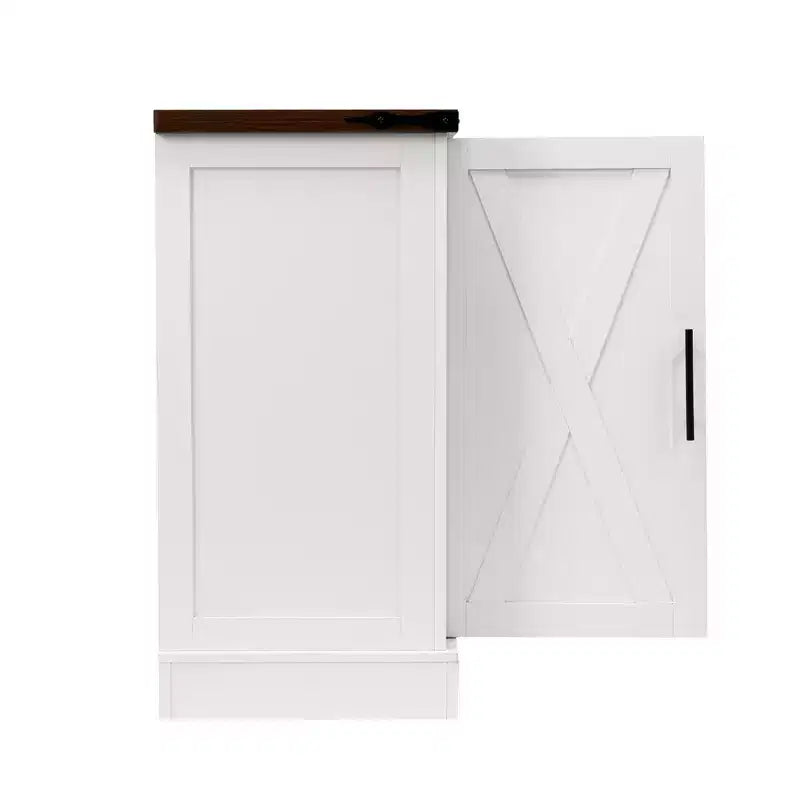 Zeus & Ruta 63 Szafka magazynowa w stylu rustykalnym z drzwiczkami typu barn door, 2 szufladami, regulowanymi półkami, bufetowa kawiarnia do kuchni, przedpokoju, jadalni