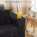 Modułowa sofa narożna Celebalcony 103 bez stelaża, narożnik w kształcie litery L z 2 uchwytami na kubki, miękka welurowa sofa niczym chmura do salonu, bez montażu