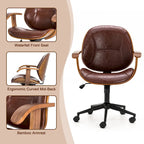 Glitzhome Skórzane Krzesło Biurowe Regulowane Obrotowe z Podłokietnikami Ergonomiczny Design