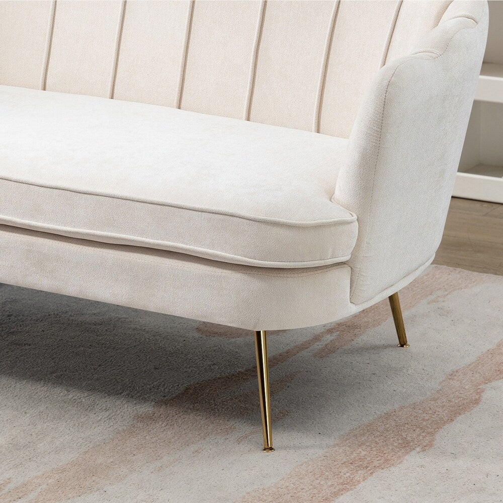 Mała dwuosobowa sofa do pokoju ze złotymi metalowymi nogami - 2 miejsca