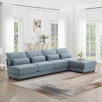 Duża narożna sofa z głębokim siedziskiem i odwracalną narożną sekcją, rozkładana sofa w kształcie litery L, niebieska
