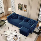 Rozkładana sofa 3 w 1 Whisen Velvet typu king-size z ruchomym podnóżkiem i pikowanym wzorem