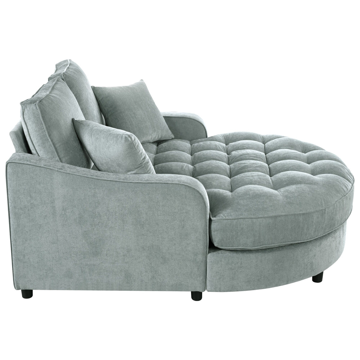 Sofa rozkładana typu chaise longue z chenille, tapicerowana sofa z pikowanym oparciem i 2 zdejmowanymi poduszkami do salonu