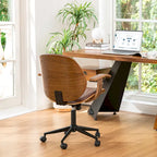 Glitzhome Skórzane Krzesło Biurowe Regulowane Obrotowe z Podłokietnikami Ergonomiczny Design