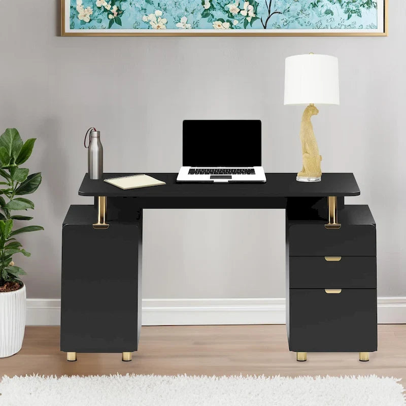 Nowoczesne zawieszone biurko gabinetowe z 3 szufladami i eleganckim blatem roboczym